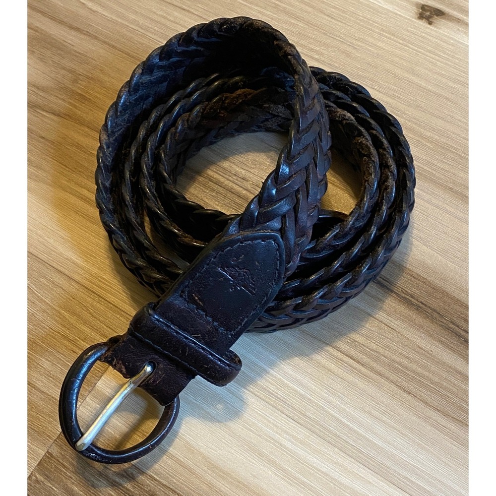 Dockers Mens Dark Brown Braided Leather Belt Full Grain Cowhide Size 38